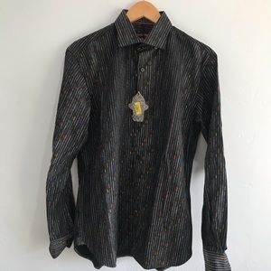 Visconti Black Long Sleeve Button Up Dress Shirt